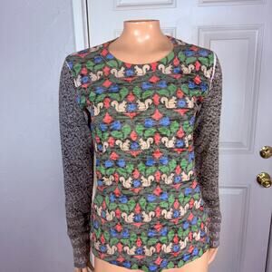 Vintage Y2k Before + Again Shirt Small Owl Printed Cotton Waffle Knit Thermal Z5